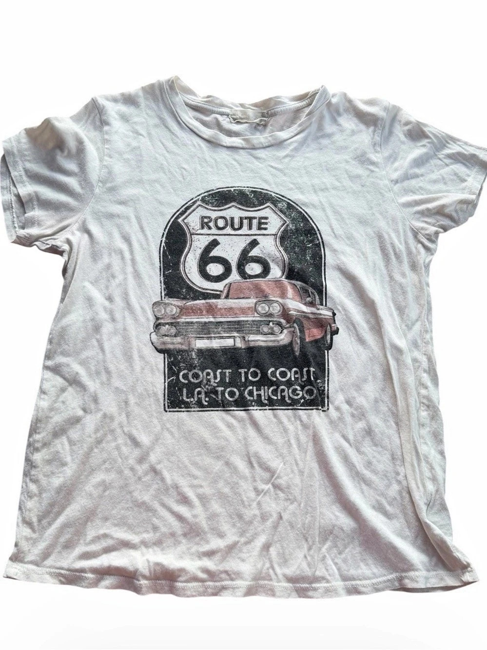 Altar'd State Route 66 Vintage Classic Car Graphic Tee White Short Sleeve S